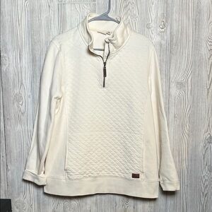 L.L. Bean Women's Quilted Quarter-Zip Pullover Cream Size XL
